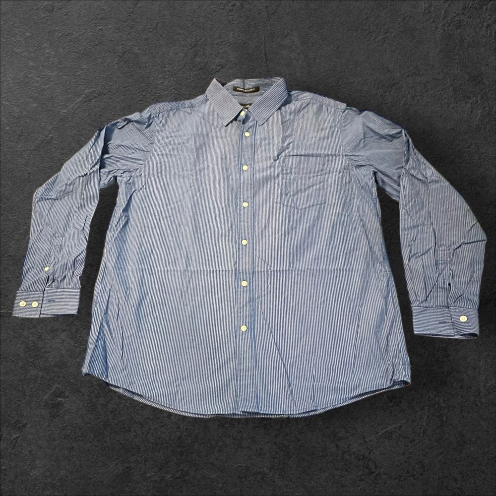 Eddie Bauer Legend Wash Classic Fit Shirt Mens XL Blue White Stripe